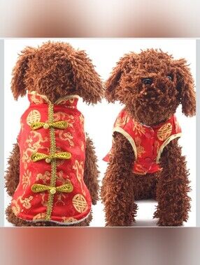 New Year Dog Knot Buttons Costume Dragon Cat Cheongsam Winter Pet Clothes Vest
